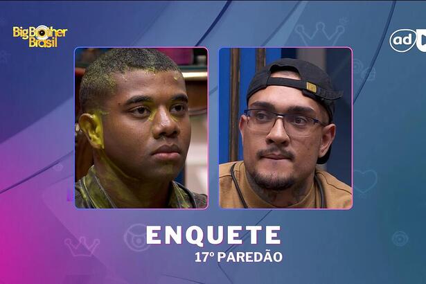 Davi e MC Bin Laden na arte da enquete do 17º Paredão do BBB 24