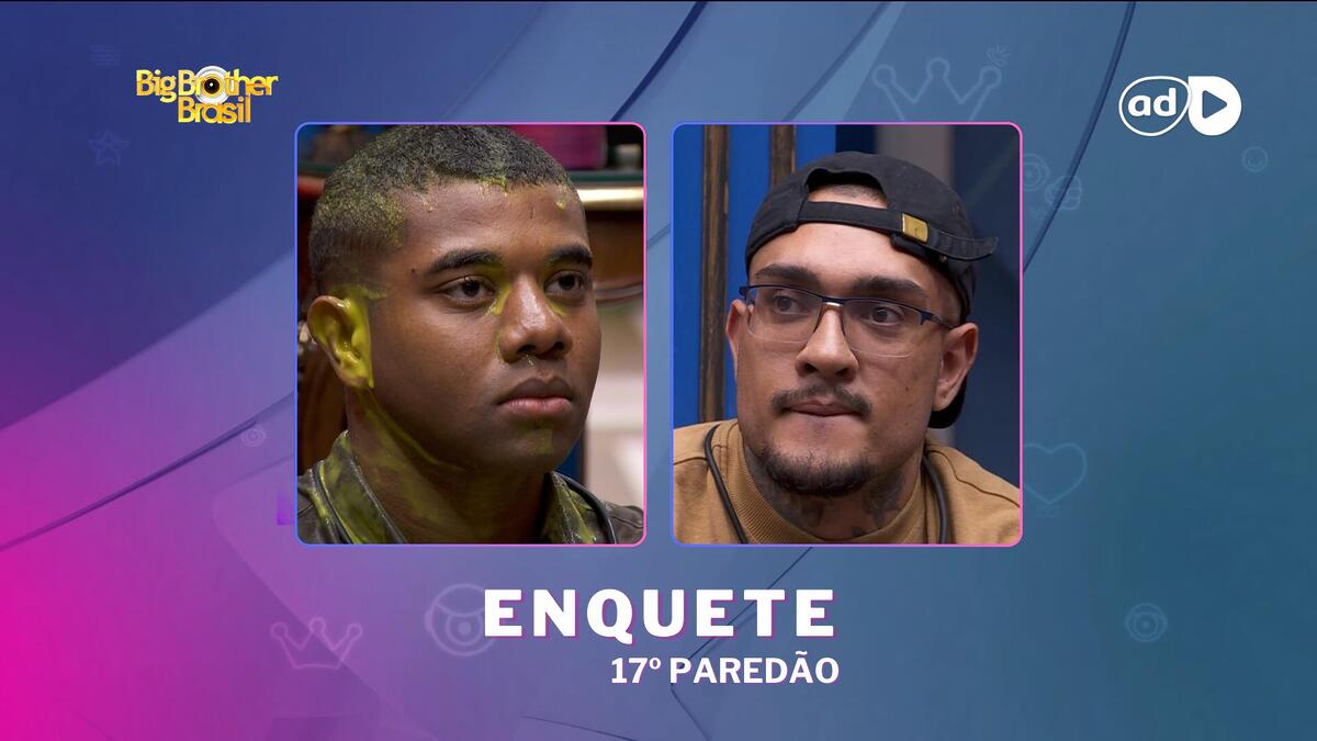 Davi e MC Bin Laden na arte da enquete do 17º Paredão do BBB 24