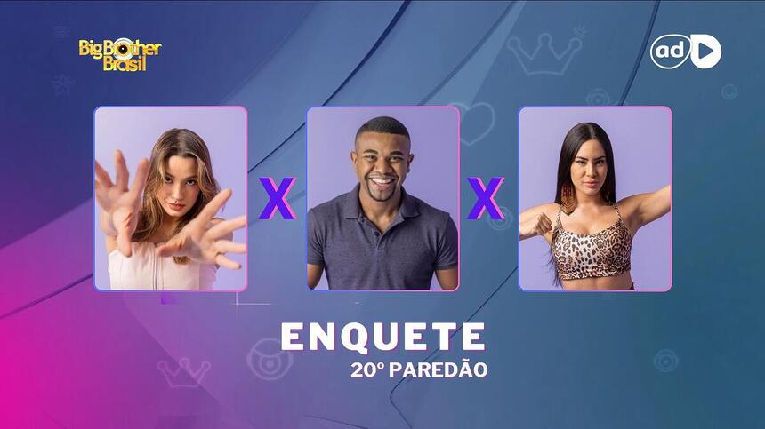 Beatriz, Davi e Isabelle na arte da enquete do 20º Paredão do BBB 24