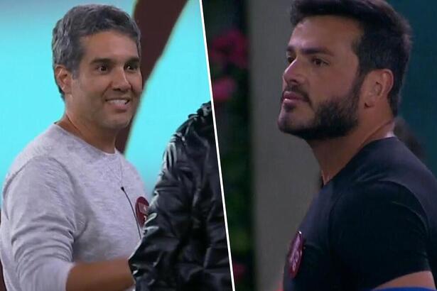 Fernando Sampaio e Gustavo em montagem com trechos da briga em A Grande Conquista