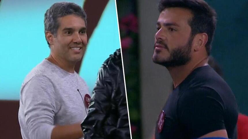 Fernando Sampaio e Gustavo em montagem com trechos da briga em A Grande Conquista