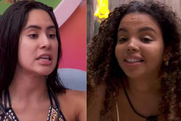 Isabelle e Pitel em uma montagem no BBB 24