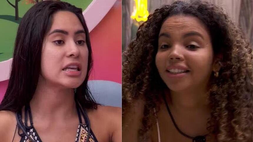 Isabelle e Pitel em uma montagem no BBB 24