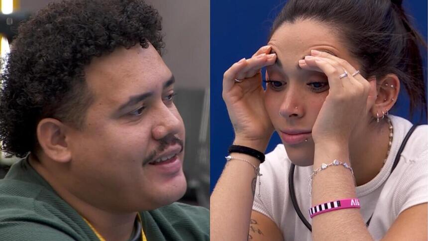 Lucas e Giovanna em uma montagem no BBB 24