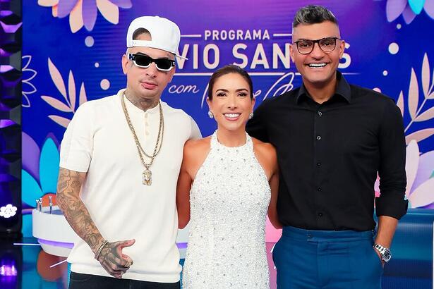 MC Guimê e Tiago Brunet, ao lado de Patricia Abravanel no Programa Silvio Santos