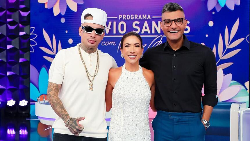 MC Guimê e Tiago Brunet, ao lado de Patricia Abravanel no Programa Silvio Santos