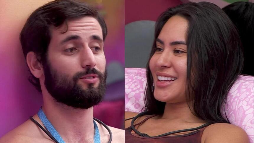 Matteus e Isabelle em uma montagem no Quarto Fadas do BBB 24