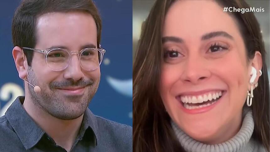 Paulo Mathias e esposa dividindo tela no Chega Mais