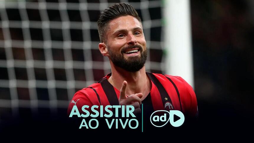 Giroud na arte onde assistir ao jogo Milan x Roma, pela Liga Europa