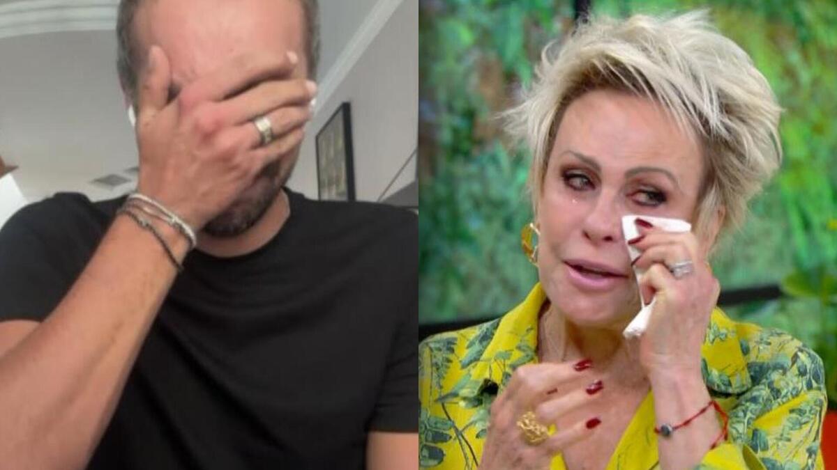 Tutor do cão Joca chora ao lado de Ana Maria Braga que também enxuga as lágrimas no Mais Você