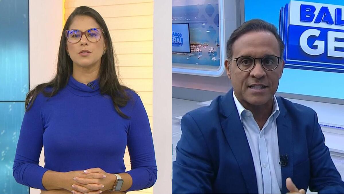Jessica Senra apresentando o Bahia Meio Dia e Zé Eduardo apresentando o Bahia Meio Dia