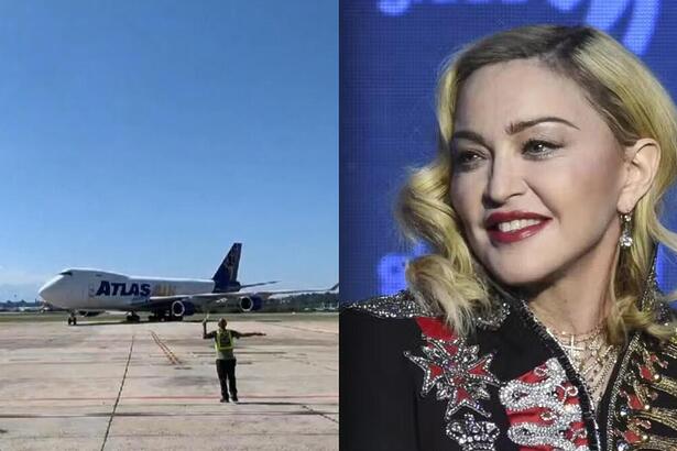 Avião com cargas da Madonna chegando no aeroporto do Rio de Janeiro