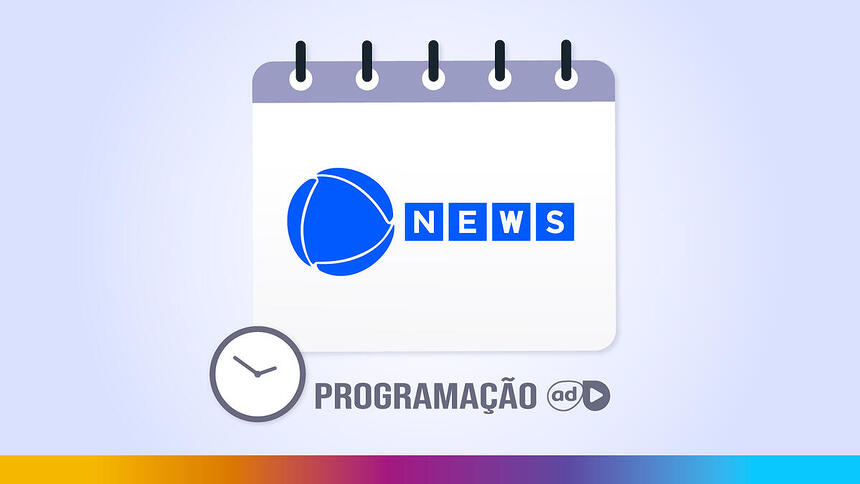 Logo da Record News na arte da programação