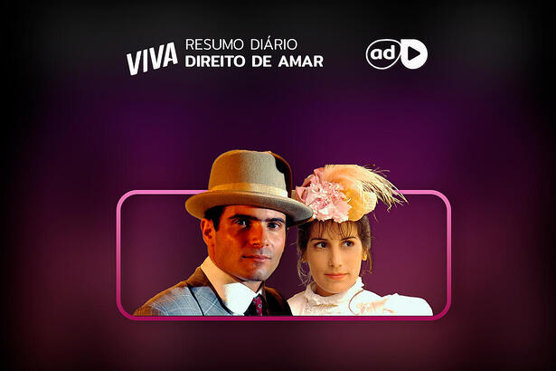 Arte do resumo da novela Direito de Amar no Viva