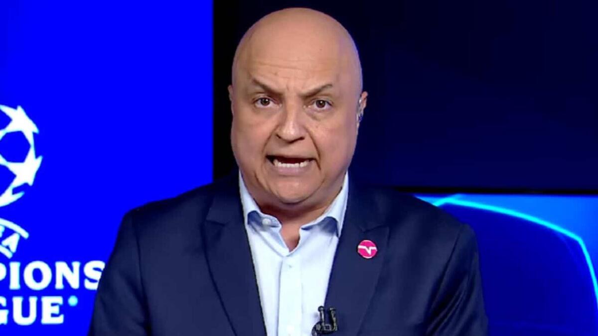 André Henning nos bastidores de uma transmissão da Liga dos Campeões