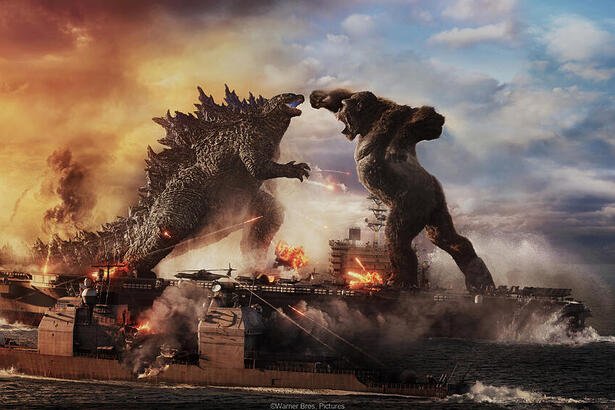 Trecho do filme Godzilla vs. Kong, exibido pela TV Globo na Tela Quente