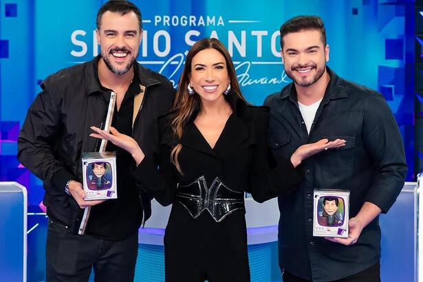 Joaquim Lopes e Sidney Sampaio ao lado de Patricia Abravanel no Programa Silvio Santos