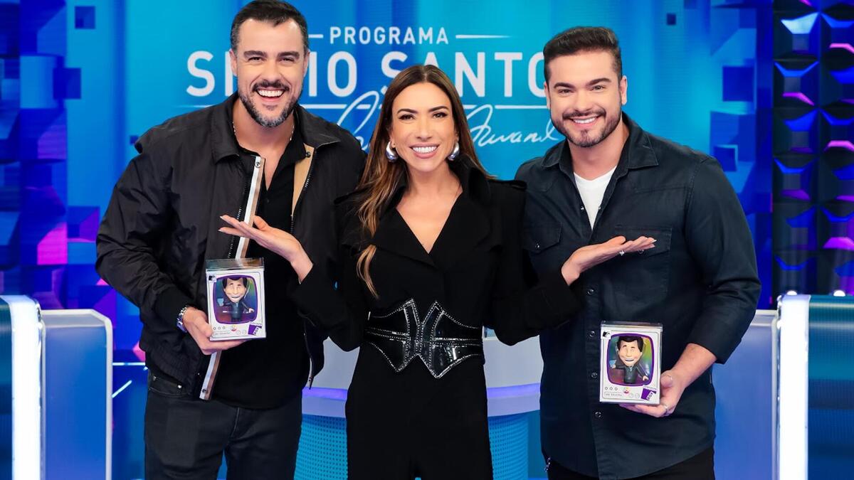 Joaquim Lopes e Sidney Sampaio ao lado de Patricia Abravanel no Programa Silvio Santos