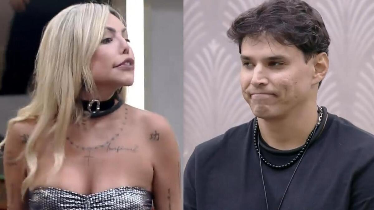 Liziane e Bruno em montagem na treta de A Grande Conquista