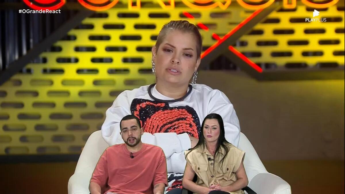 MC Mari participando do O Grande React, juntamente com Lucas Selfie e Ju Nogueira