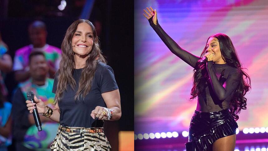 Ivete Sangalo e Ludmilla seguram microfones em shows