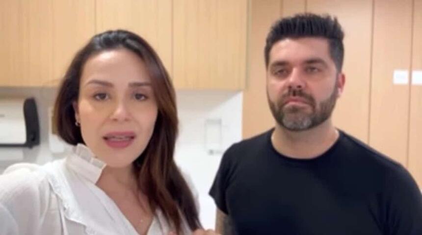 Nadja Haddad e marido em vídeo gravado no hospital