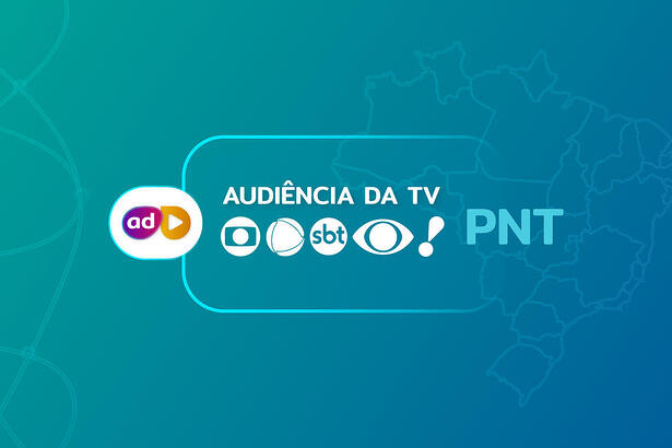 Arte gráfica dos consolidados de audiência da TV no PNT da Globo, Record, SBT, Band e RedeTV!