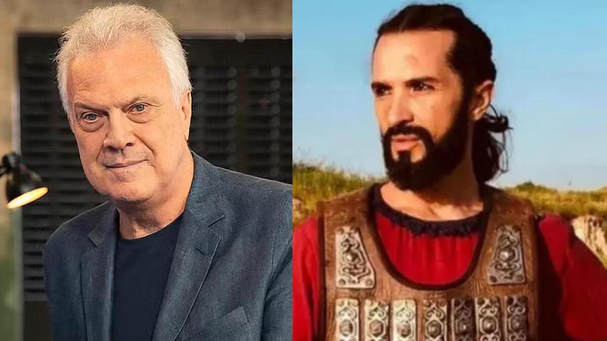 Pedro Bial e Jeff Machado em uma montagem