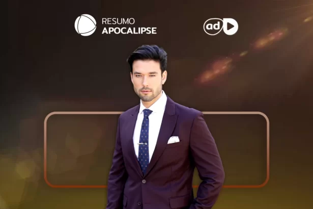 Sergio Marone como Ricardo Montana na arte do resumo da novela Apocalipse