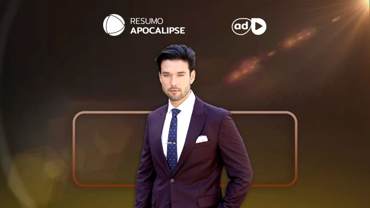 Sergio Marone como Ricardo Montana na arte do resumo da novela Apocalipse