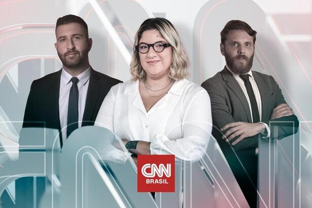 Teo Cury, Victor Irajá e Luísa Martins em foto posada divulgada pela CNN Brasil