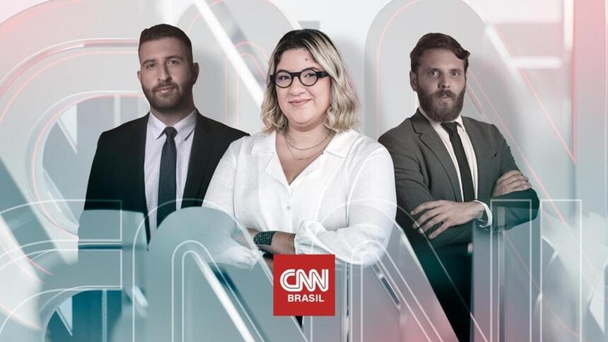 Teo Cury, Victor Irajá e Luísa Martins em foto posada divulgada pela CNN Brasil