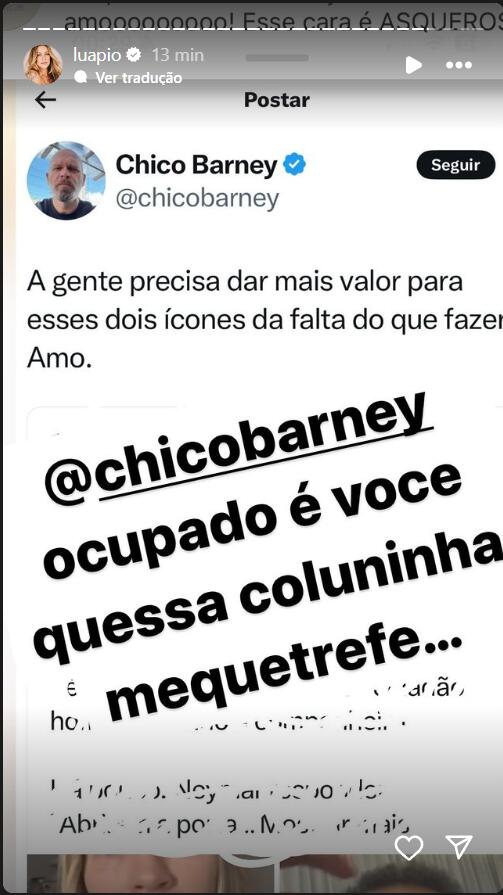 Resposta de Luana Piovani para Chico Barney