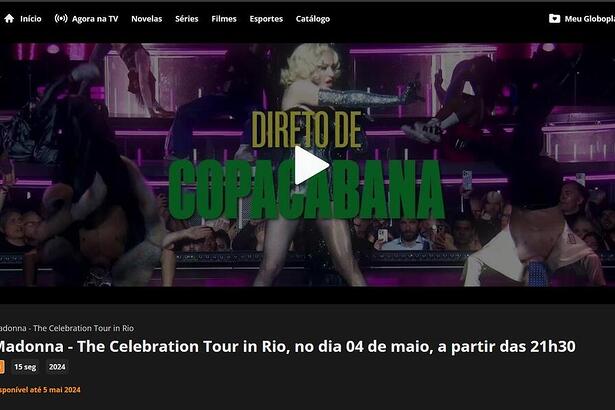 Capa do show de Madonna no Globoplay