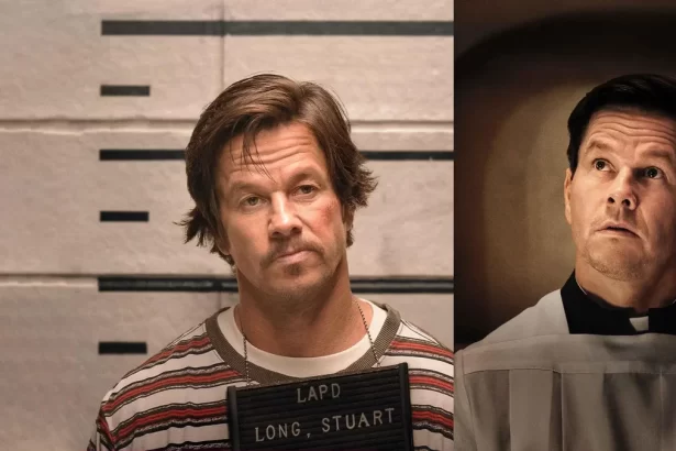 Mark Wahlberg no poster do filme Luta pela Fé: A História do Padre Stu