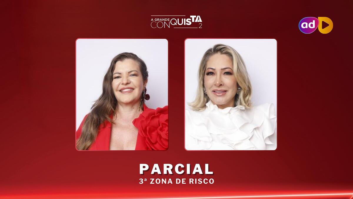 Dona Geni e Claudia Baronesa na arte da enquete do A Grande Conquista no Portal Alta Definição