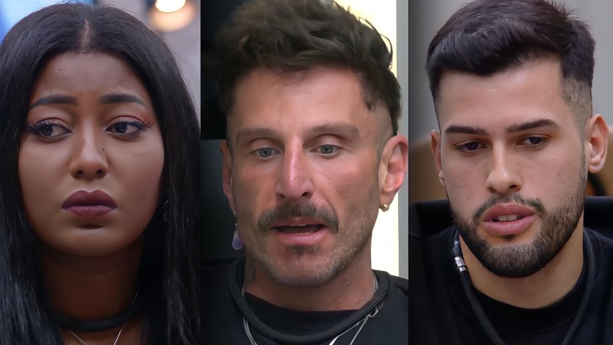 Edlaine, Guipa e Kaio sentados no sofá do A Grande Conquista 2
