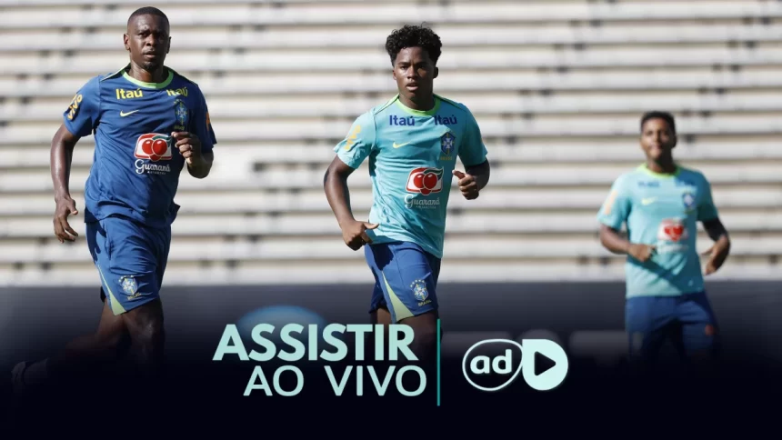 Endrick no treino para o amistoso Brasil x México