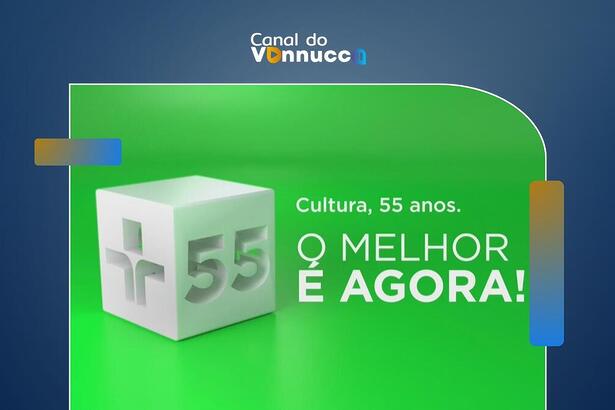 Logo da TV Cultura especial 55 anos na Coluna do Vannucci