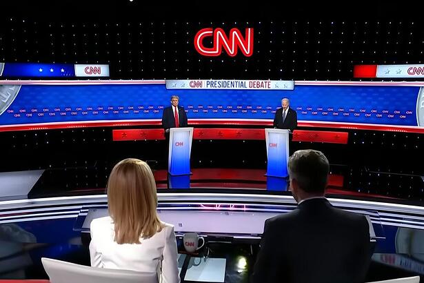 Donald Trump e Joe Biden no centro do cenário do Debate da CNN