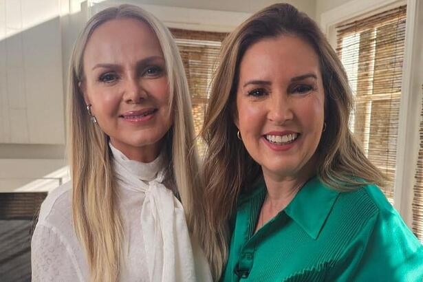 Eliana e Renata Capucci em foto posada nos bastidores entrevista ao Fantástico na Globo