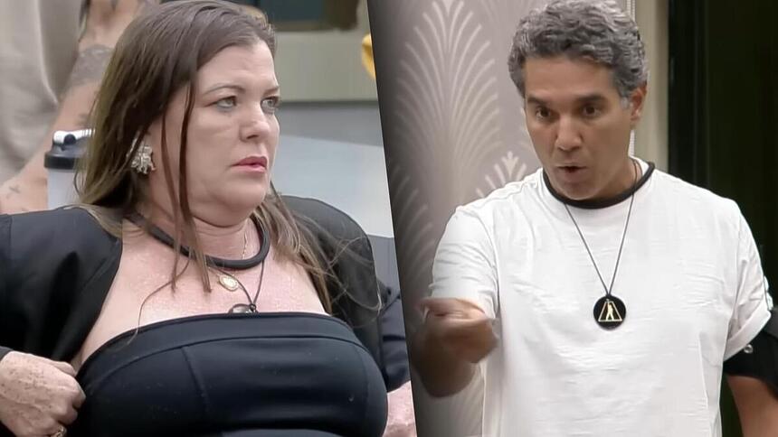 Geni e Fernando em uma montagem, em trecho da discussão em A Grande Conquista