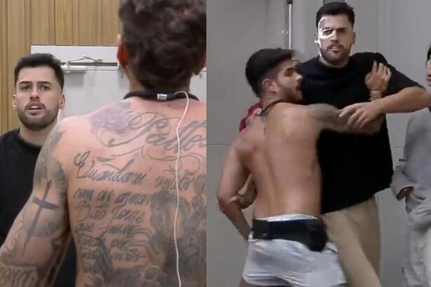 Kaio e Guipa em trechos da treta do creme na cara na A Grande Conquista