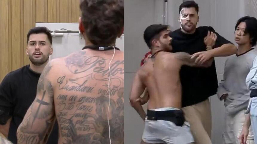 Kaio e Guipa em trechos da treta do creme na cara na A Grande Conquista