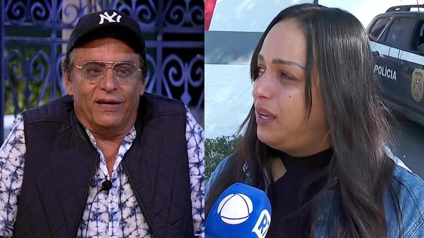 Nahim e cunhada dando entrevista para a Record em uma montagem