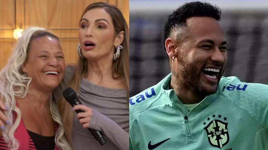 Neucy e Patrícia Poeta no Encontro, em montagem com Neymar