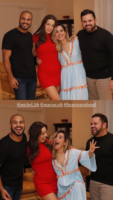 Wanessa posando com Marcus Vinicius, Michel e Beatriz Reis em fotos nos stories do Instagram 