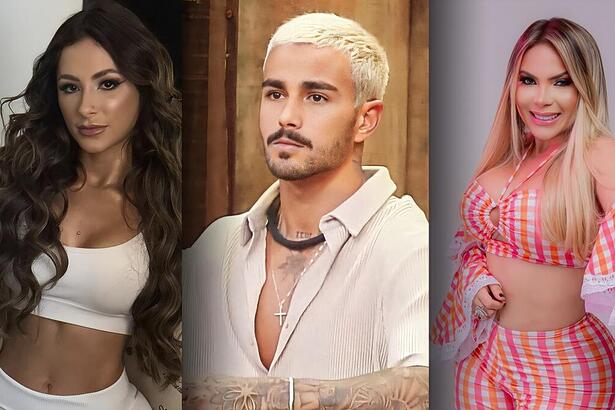 Nathalia Valente, Yuri Meirelles e Kally Fonseca em montagem para divulgar o Domingo Legal