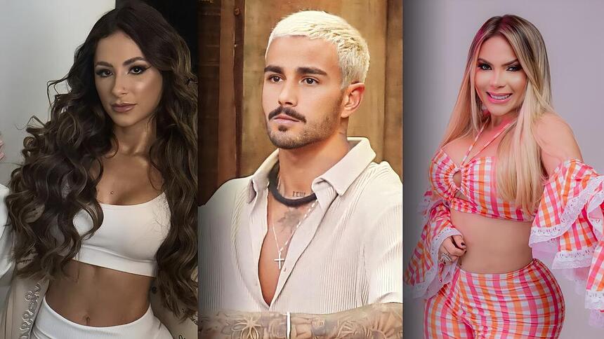 Nathalia Valente, Yuri Meirelles e Kally Fonseca em montagem para divulgar o Domingo Legal