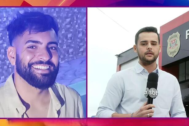 Lucas Carvalho ao vivo em frente a uma delegacia no Tá na Hora falando sobre o caso do Fenol